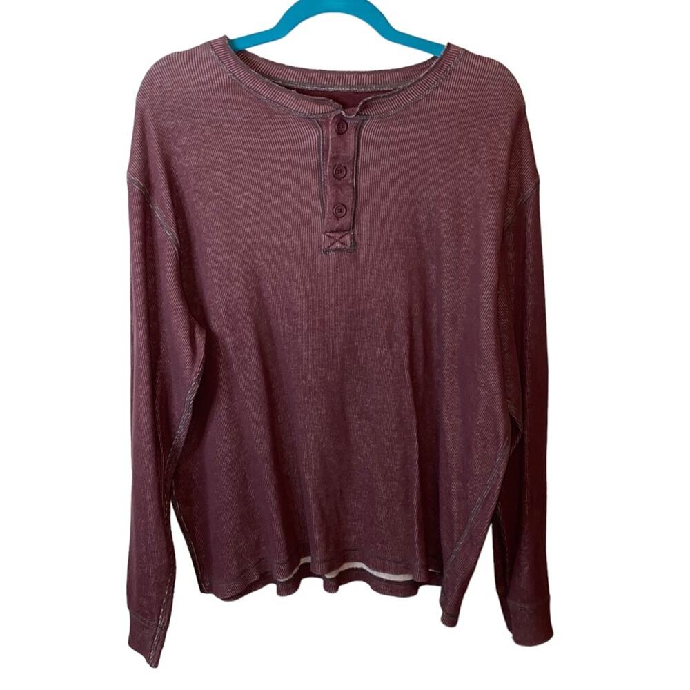 Gap Factory XL Burgundy Long Sleeve Henley Shirt‎ Casual Ribbed Knit Top